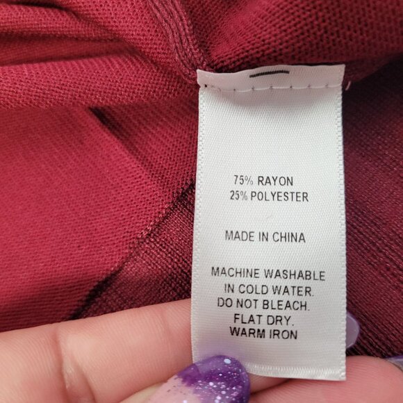 Moss Rose Women's Knit Sweater Shoulder Cut Out Red Wine Long Sleeve Size large - Picture 7 of 9